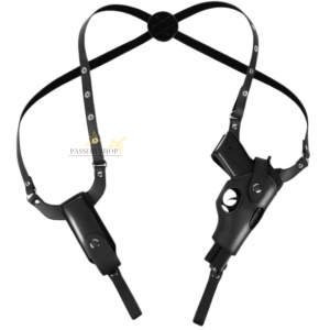 Holster d'épaule universel en cuir noir avec porte chargeur