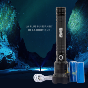 Lampe torche LED rechargeable ultra puissante 10 000 lumens 3 modes zoom et dragonne - Tactical Ops