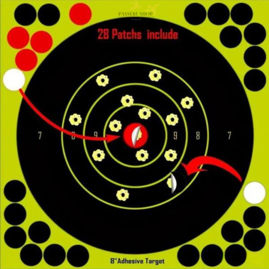Lot de 20 cibles adhésives fluorescentes réactives à l’impact du projectile - 20X20cm – Image 2