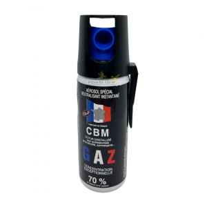 Bombe lacrymogène GAZ CS 50ml avec clip - CBM (fabriqué en France)