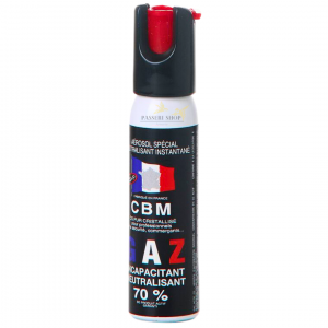 Bombe lacrymogène GAZ CS 25ml 1/4 de tour - CBM (fabriqué en France)